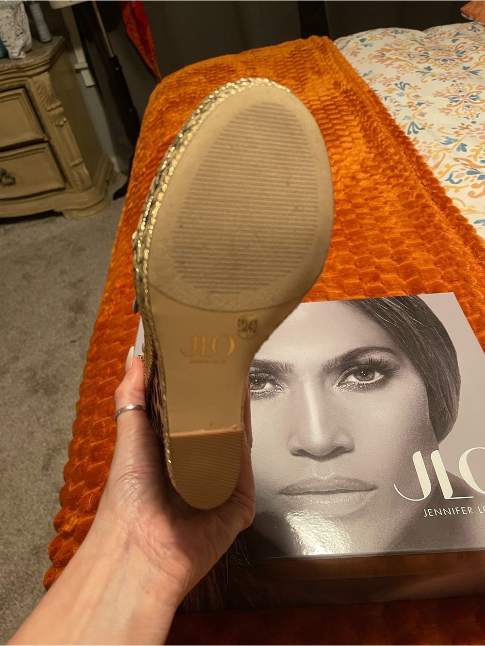 Jennifer Lopez Leopard-Print Ankle Wrap Espadrille Wedges in White and Brown - Picture 4 of 6